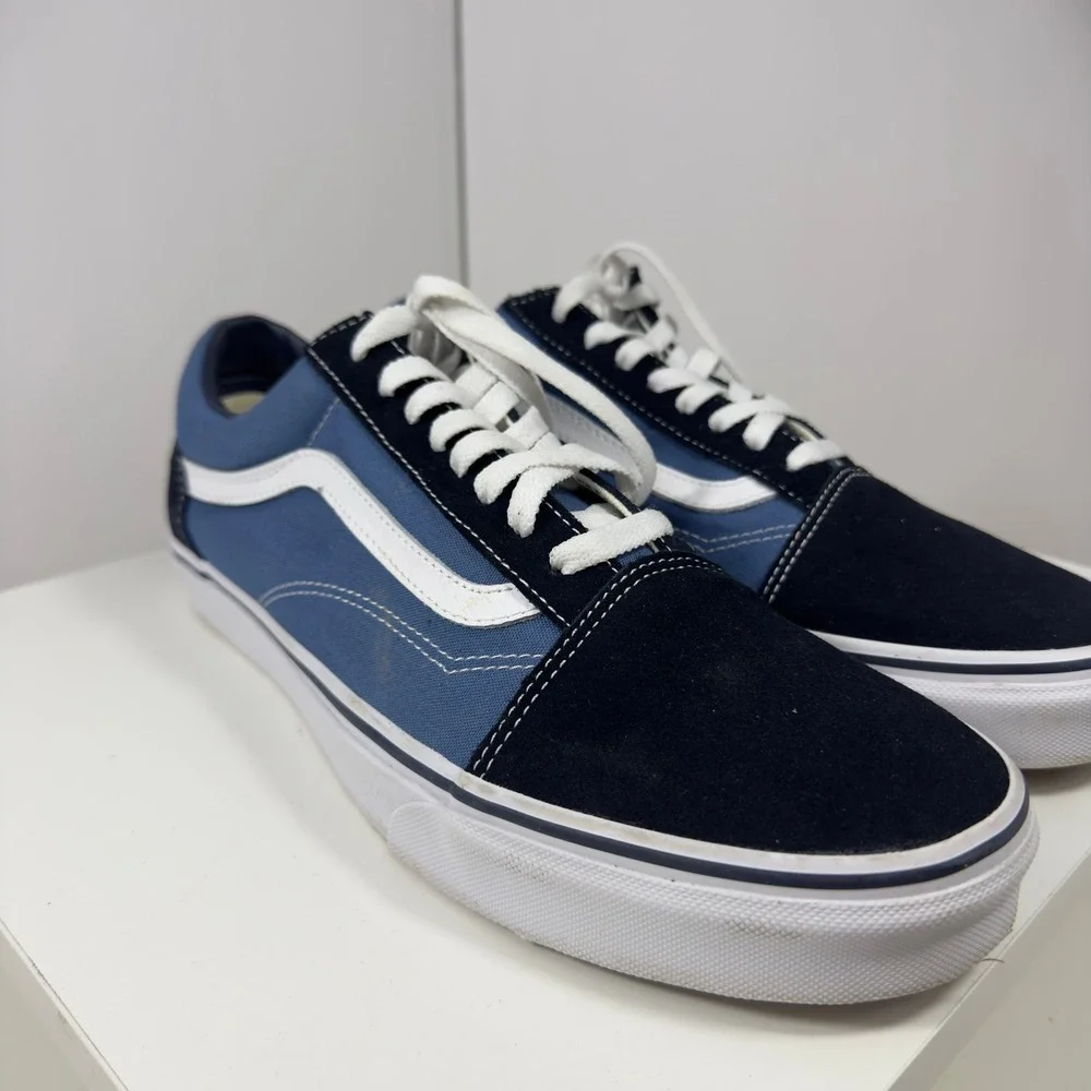 Vans Old Skool Sneakers Mens Size 12 Blue Navy Suede Canvas Low Top Skate Shoes